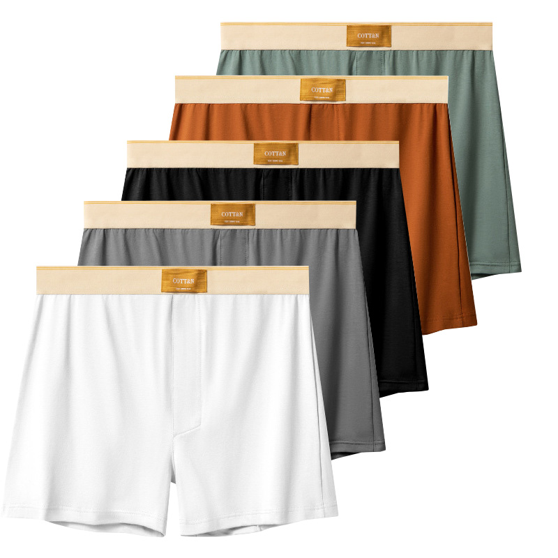 Boyshort Underwear - 4pcs ชาย Arrow กางเกงผู้ชายกางเกงขาสั้นผ้าฝ้ายหลวมกลางเอว Men's PLUS