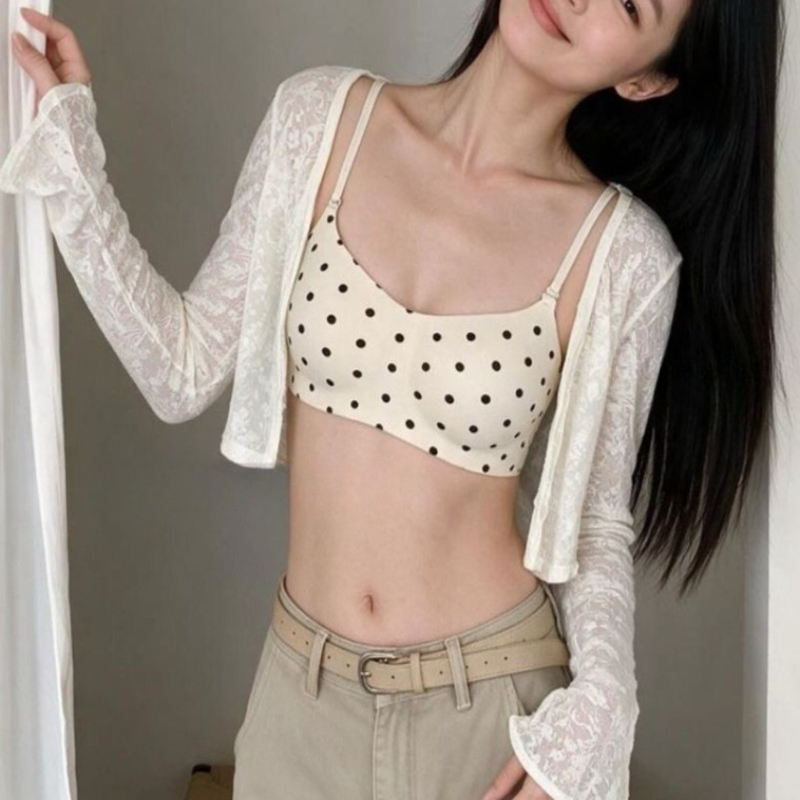 Bralette Wireless Soft - บราไร้สายลายจุดสำหรับผู้หญิง บราดันทรงไร้ตะเข็บ ยกกระชับทรง พร้อมซัพพอร์ตด้านข้าง ป้องกันการหย่อนคล้อย เนื้อผ้านุ่ม