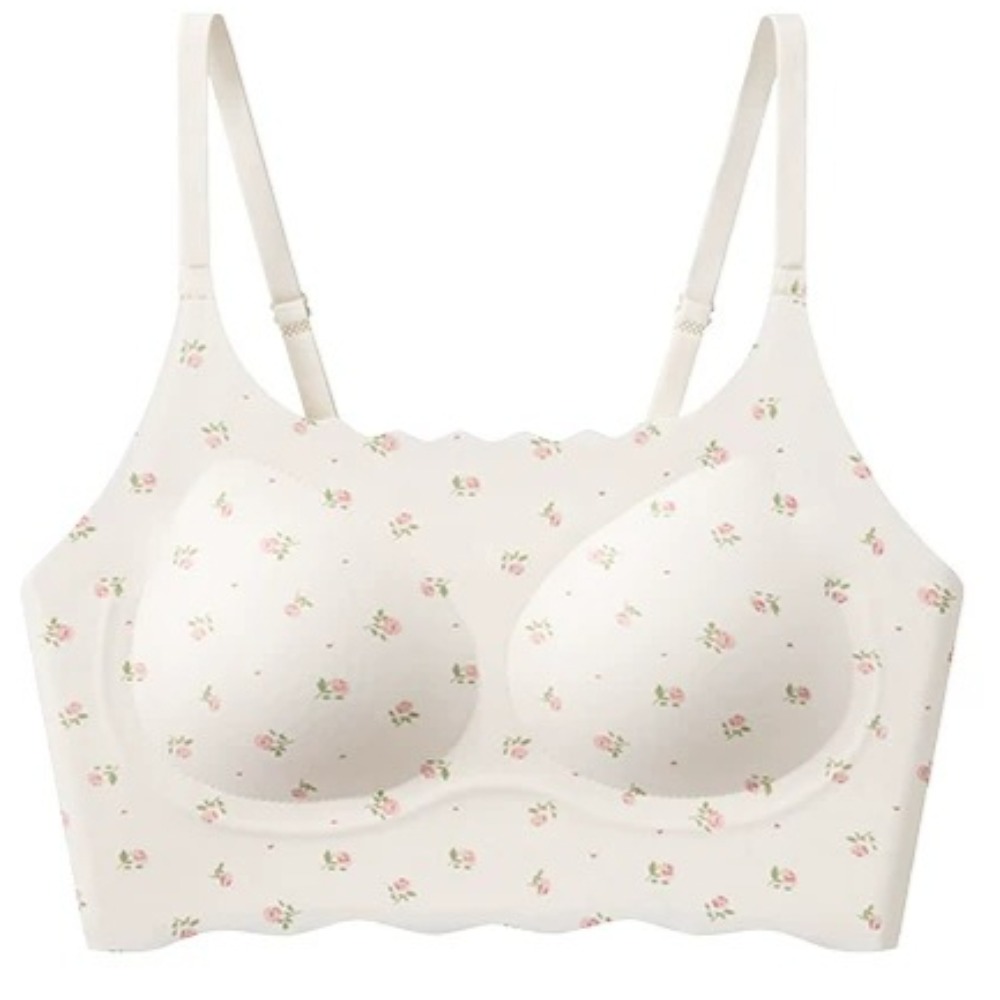 Bralette Wireless Soft - บราสำหรับวัยรุ่นหญิงลายดอกไม้สุดน่ารัก บราไร้สายยืดหยุ่น นุ่มสบาย ใส่ได้ทุกวัน บราเล็ตต์ 34-40ABC
